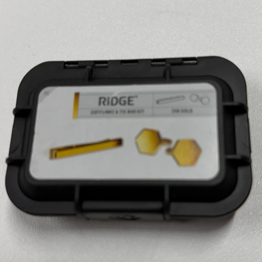 Ridge Cufflinks and Tie Bar Kit 24K Gold Hexagon Geometric Formal Set New
